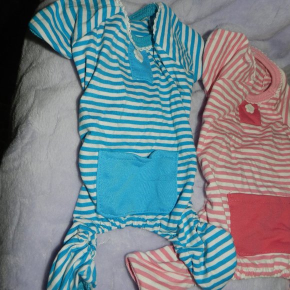 NWOT Adoriable Dog 🐾Pet Blue/Peach/White Pajamas Set of 2 Small/Medium - Picture 2 of 13